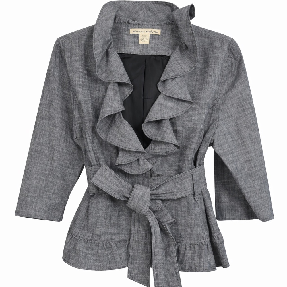 David Brooks Ruffled Chambray Top - Picture 2 of 10